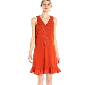 Sharagano Sleeveless Orange Dress Flounce Hem 12